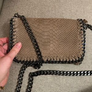 Brown snakeskin crossbody bag